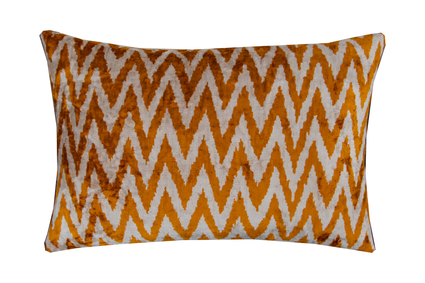 Silk Ikat Velvet Yellow and White Bosporus Cushion
