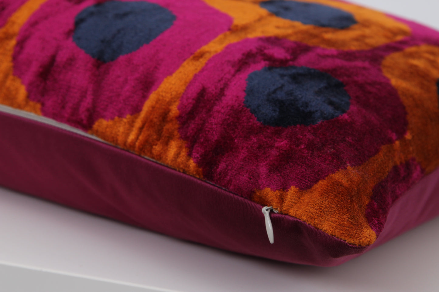 Silk Ikat Velvet Courts Dots Motif Cushion