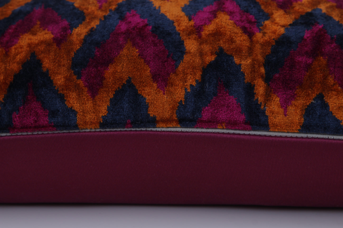 Silk Ikat Velvet Orange Court Cushion