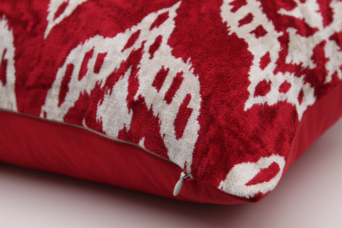 Silk Ikat Velvet Red Motif Cushion