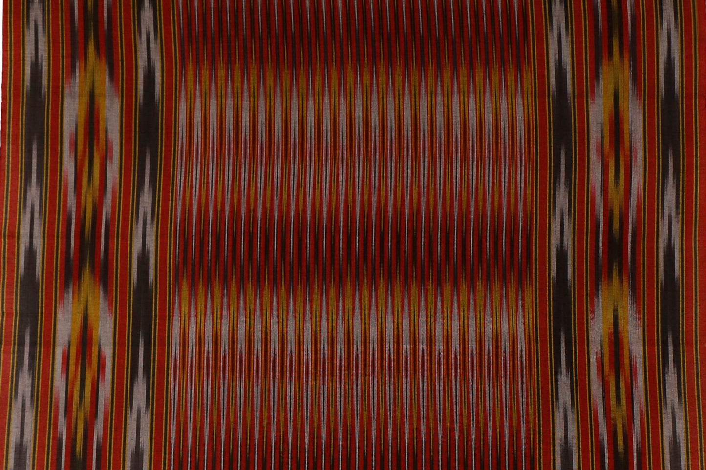 Handwoven Silk Black Bedspread Runner and Cushion Set with Historic Pesthemal Ikat Motif