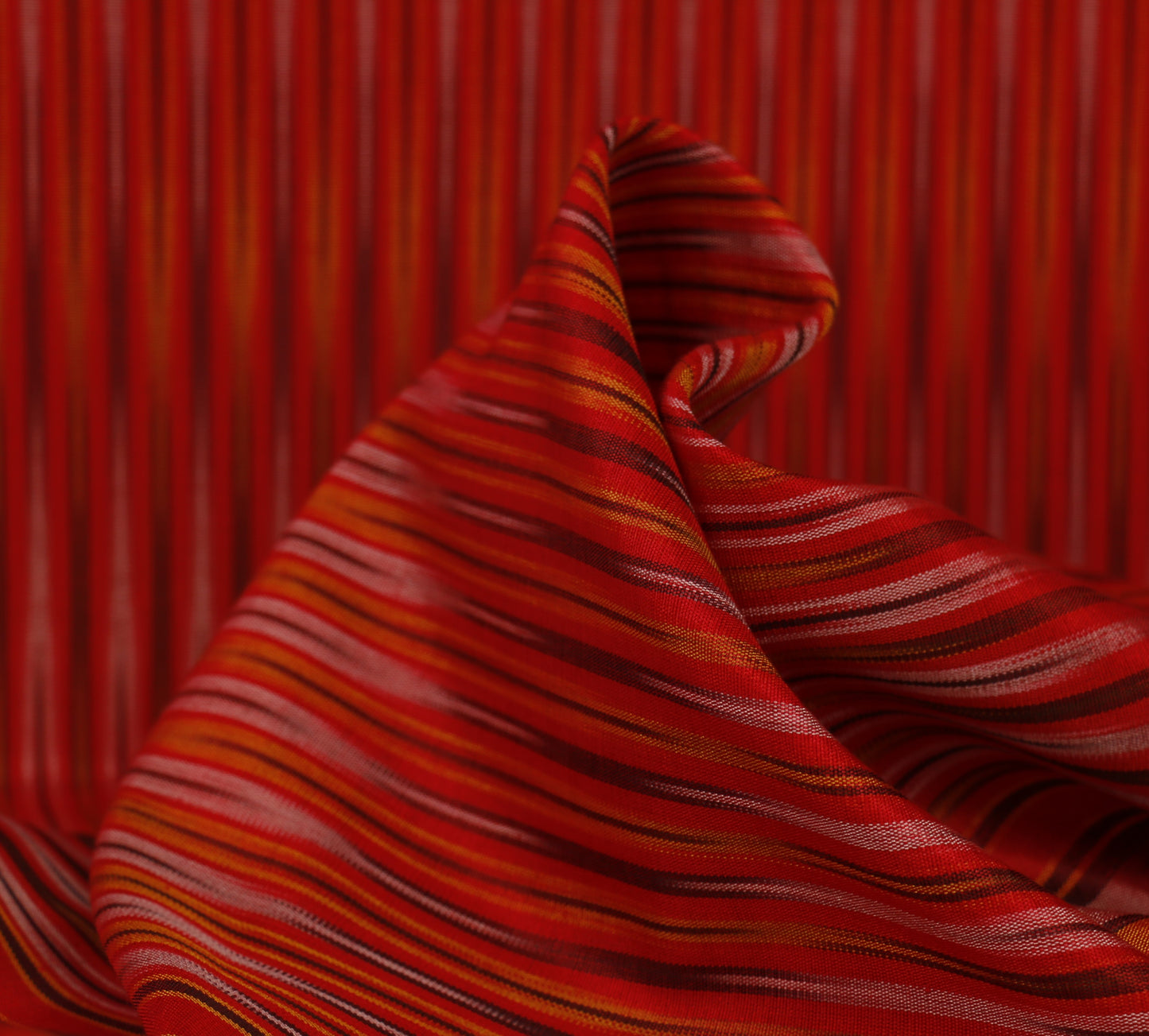 Handwoven Silk Bedspread Runner and Cushion Set with Historic Pesthemal Ikat Motif
