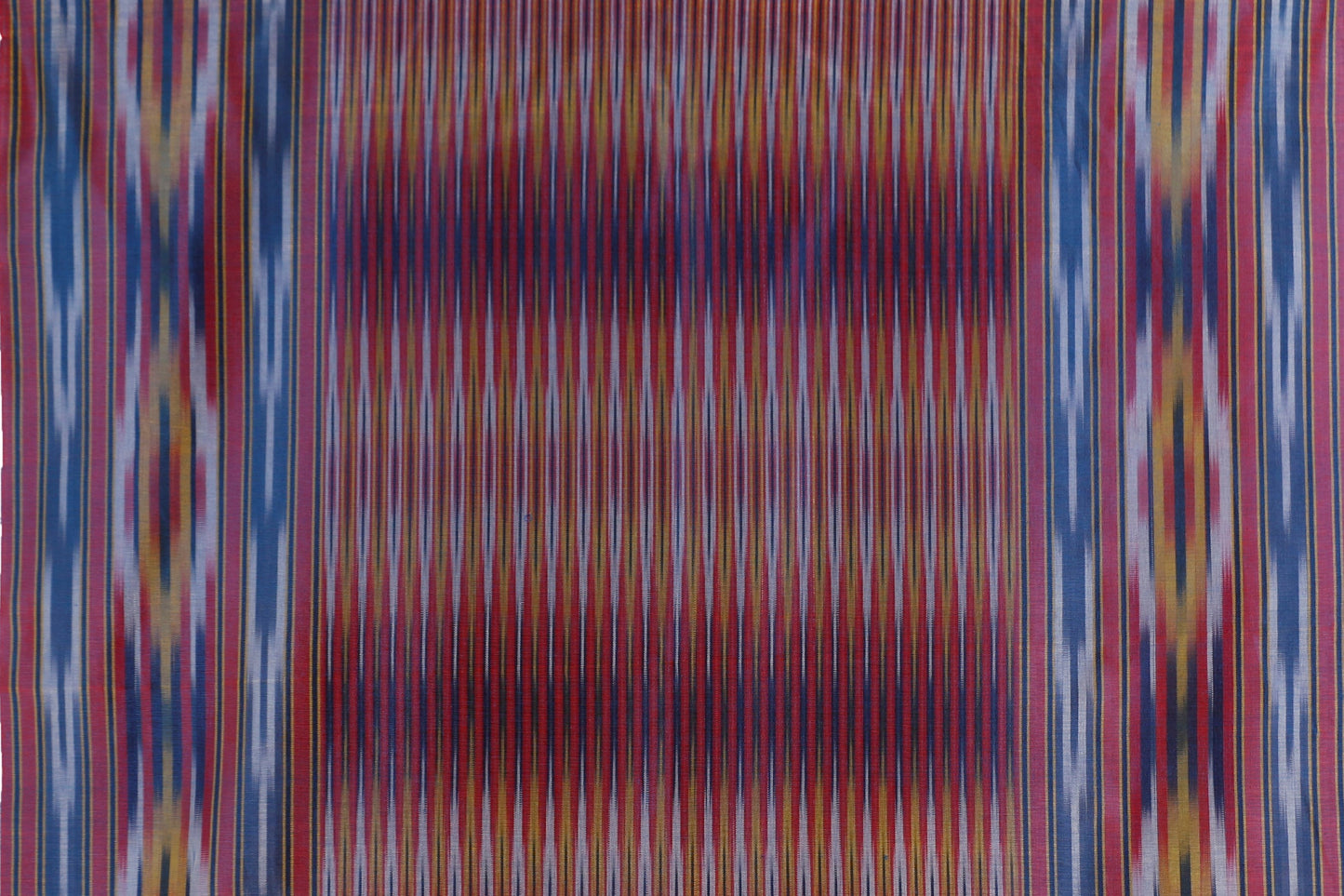 Handwoven Silk Blue Bedspread Runner and Cushion Set with Historic Pesthemal Ikat Motif