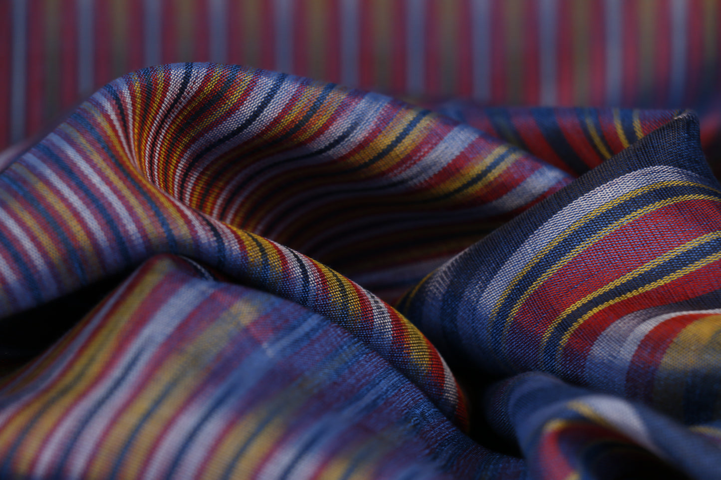 Handwoven Silk Blue Bedspread Runner and Cushion Set with Historic Pesthemal Ikat Motif
