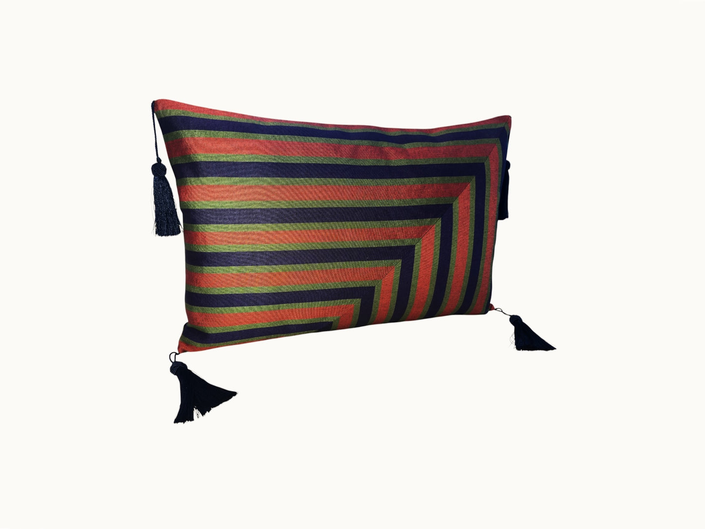 Ottoman Court Silk Blue and Pink Stripe Cushion