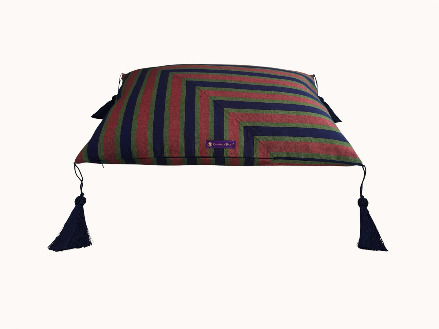 Ottoman Court Silk Blue and Pink Stripe Cushion