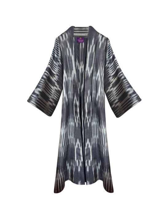 Ottoman Court Black Silk Ikat Kaftan