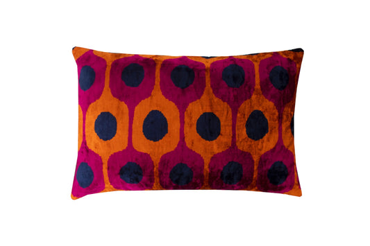 Silk Ikat Velvet Courts Dots Motif Cushion