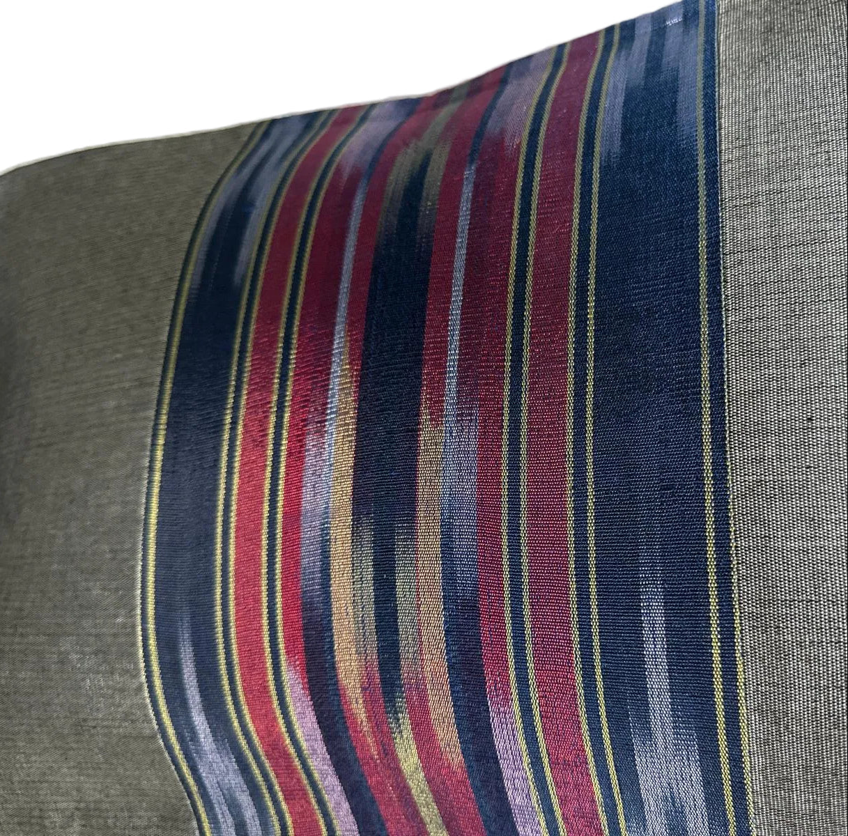 Ottoman Court Silk Ikat Pesthemal Motif Blue and Grey Cushion
