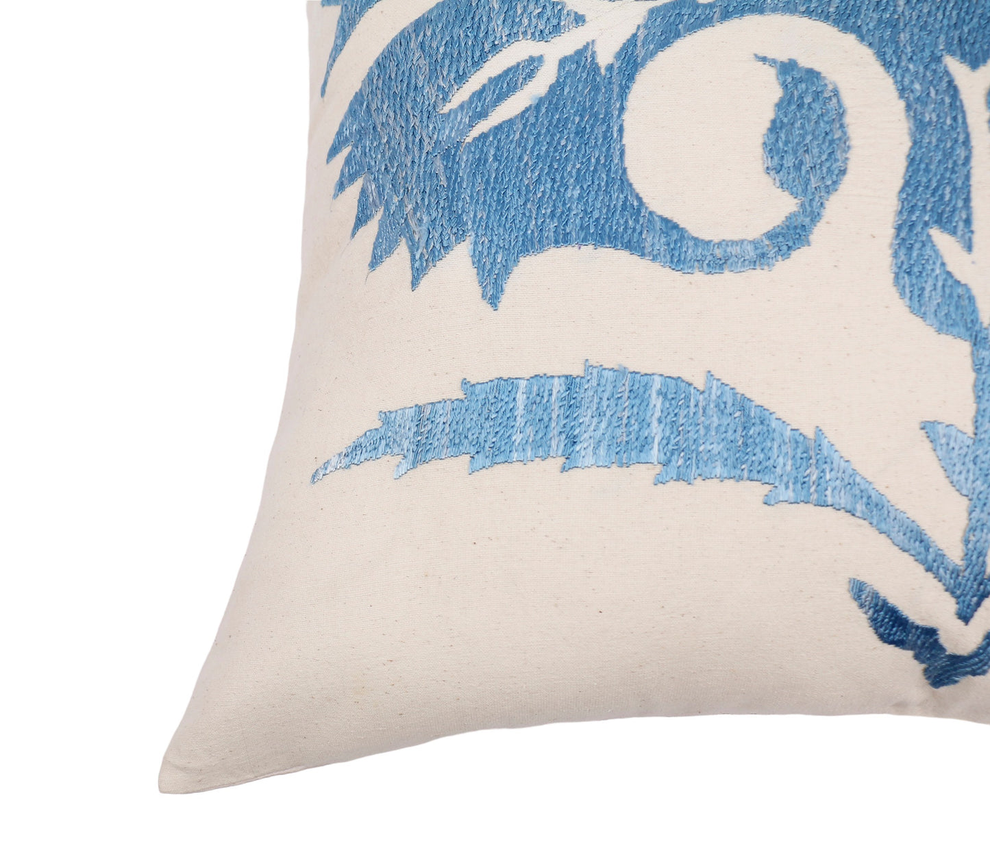 Silk Embroidered Suzani Blue Carnation Cushion