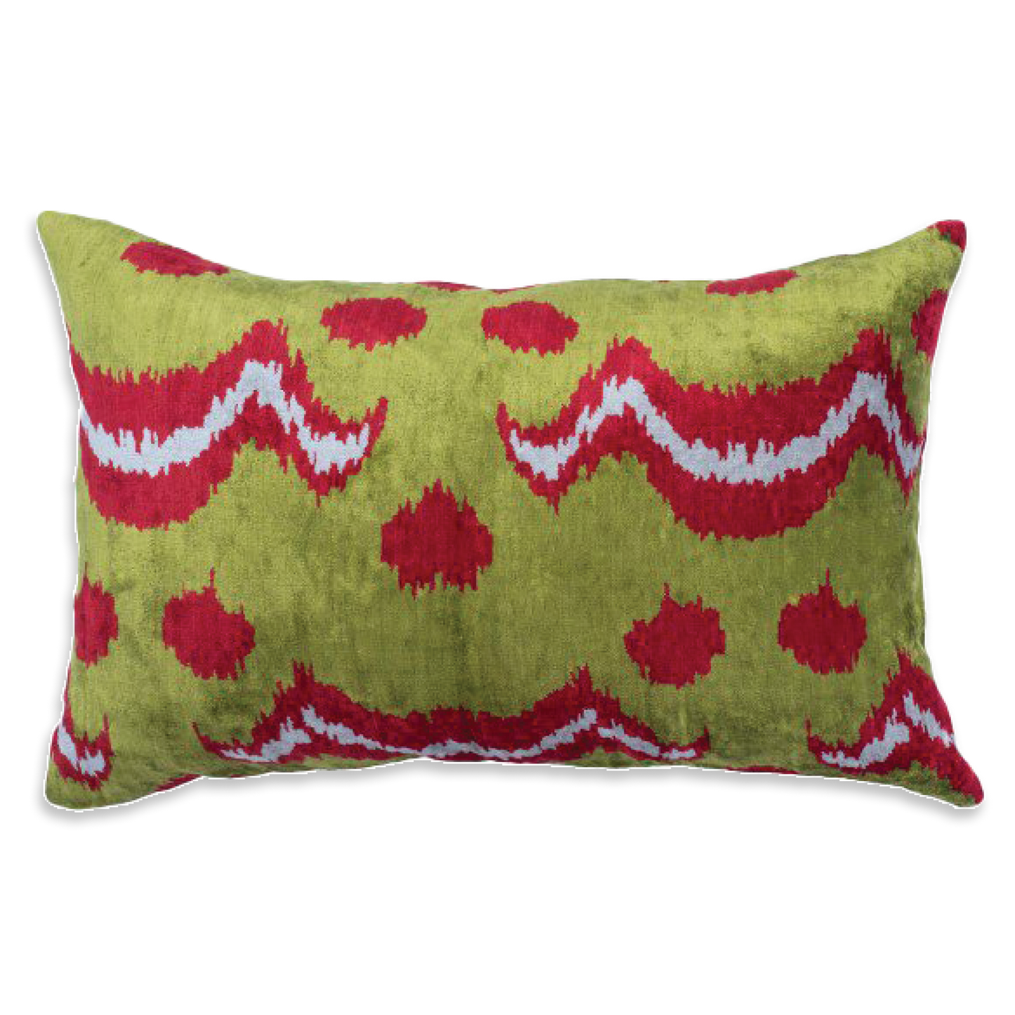Silk Ikat Velvet Green Chintamani Cushion