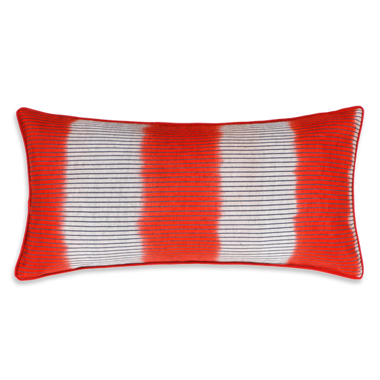 Red and White Ikat Motif Kutnu Cushion