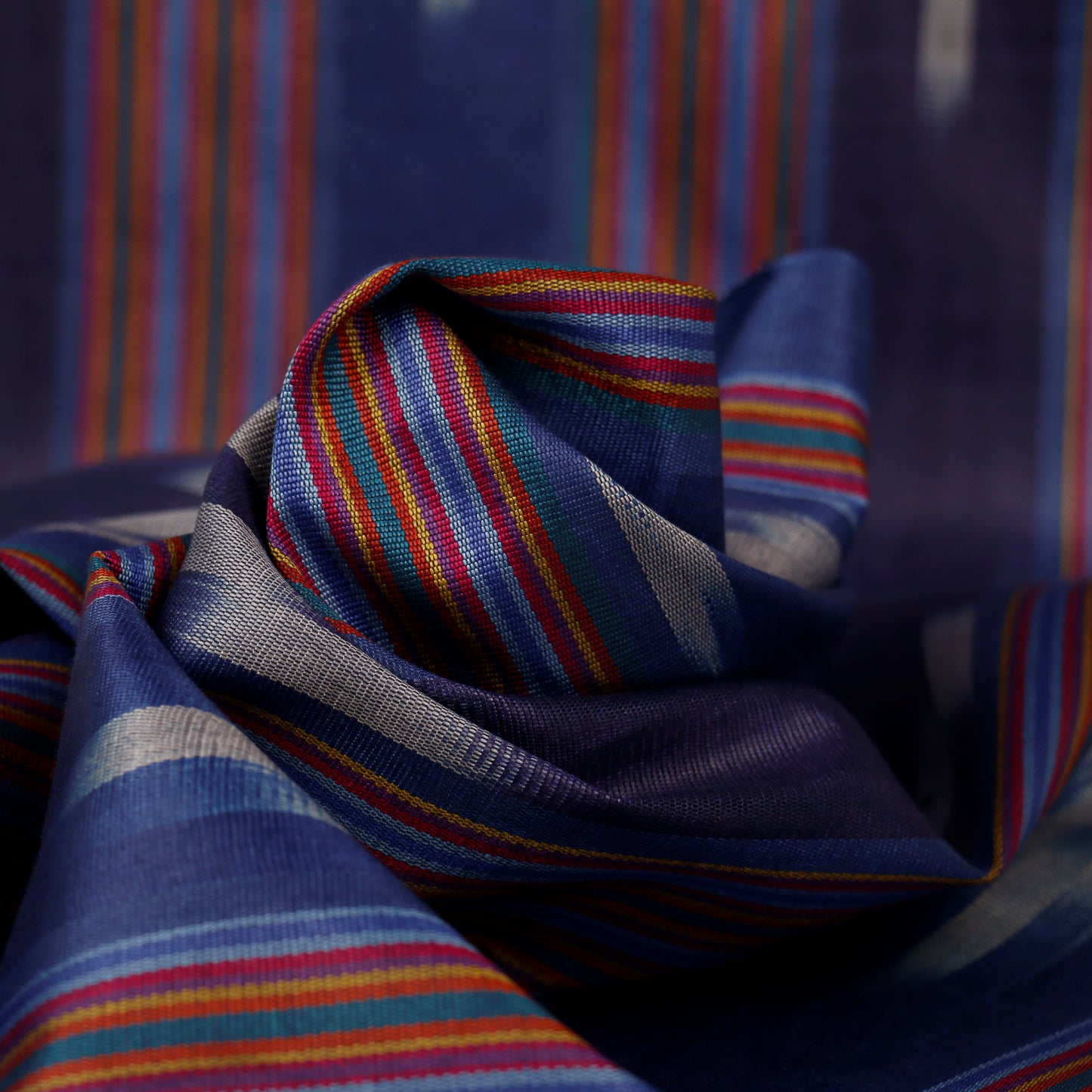 Blue Ikat Stripes Kutnu Cushion