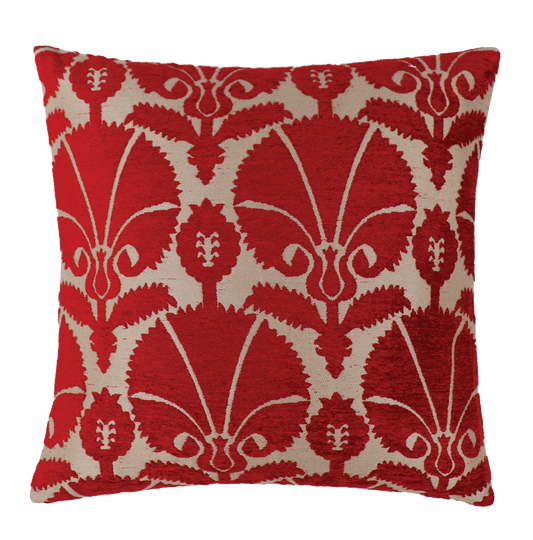 Ottoman Red Carnation Brocade Cushion
