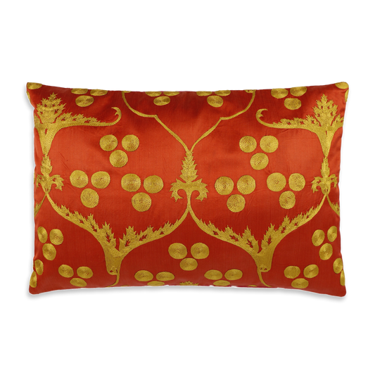 Silk Embroidered Suzani Red Chintamani Cushion