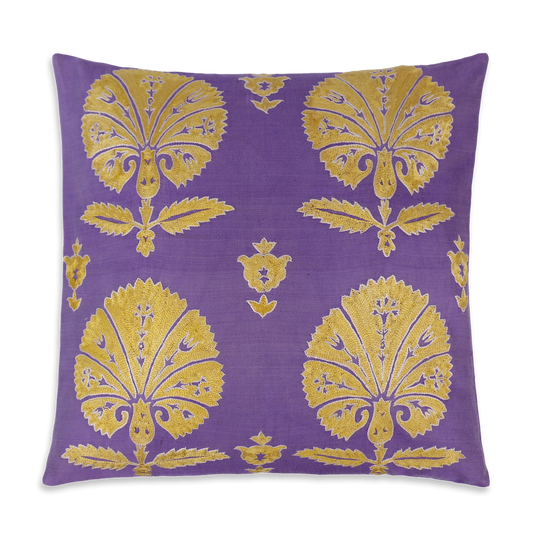 Silk Embroidered Suzani Purple Carnation Cushion