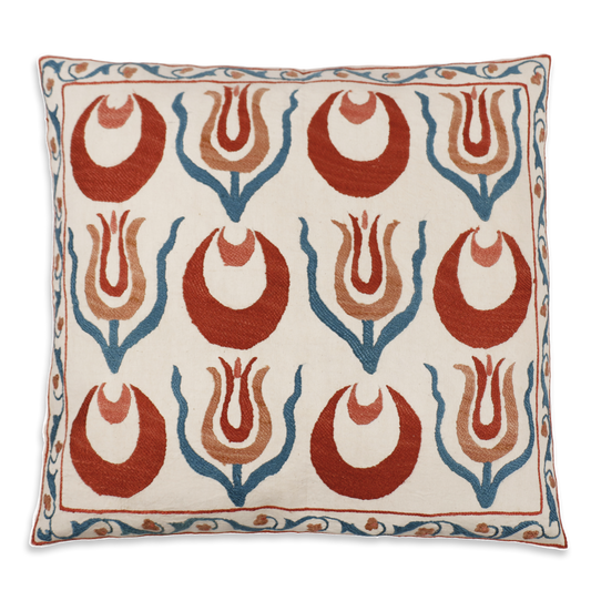 Silk Embroidered Suzani Antique Kaftan Motif Cushion