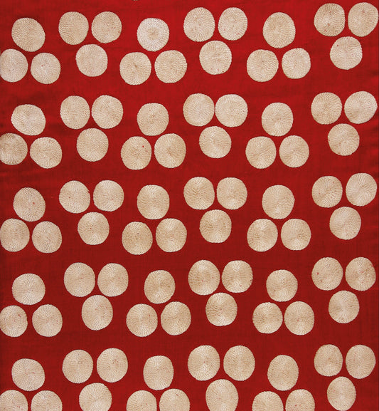 Ottoman Silk Red Chintamani Embroidered Suzani Runner