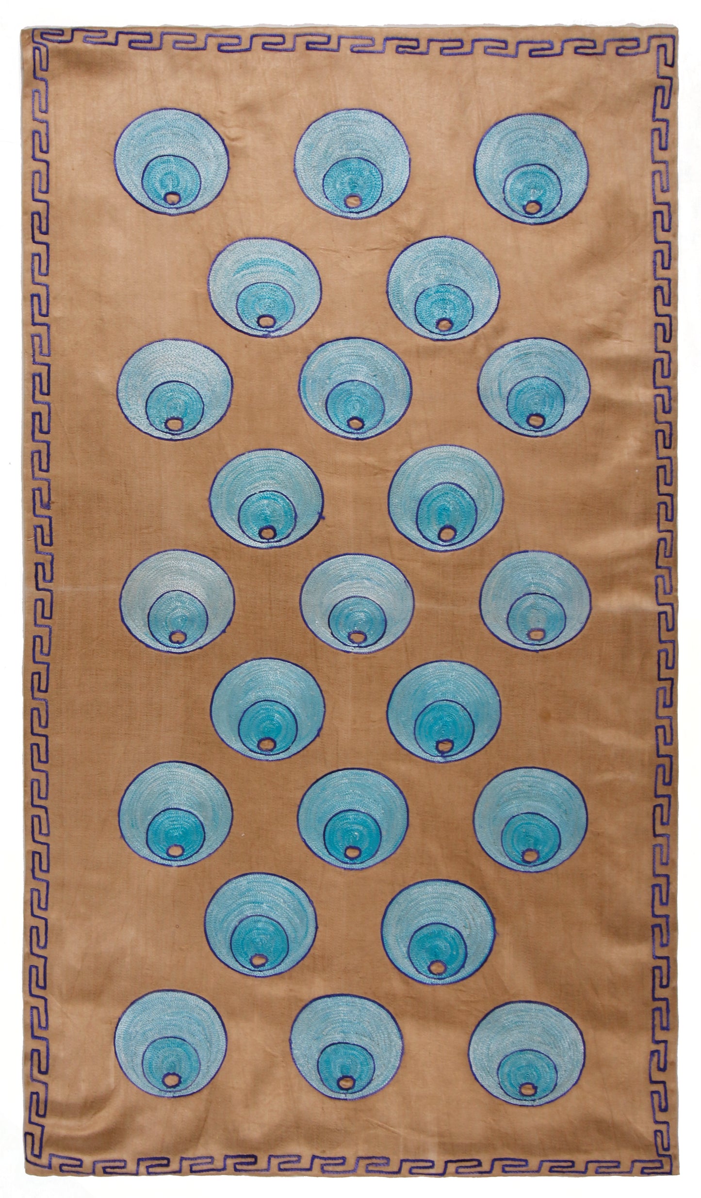 Ottoman Silk Blue Chintamani Suzani Runner
