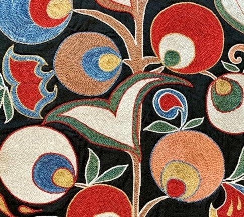 Ottoman Silk Pomegranate Garden Embroidered Suzani Runner