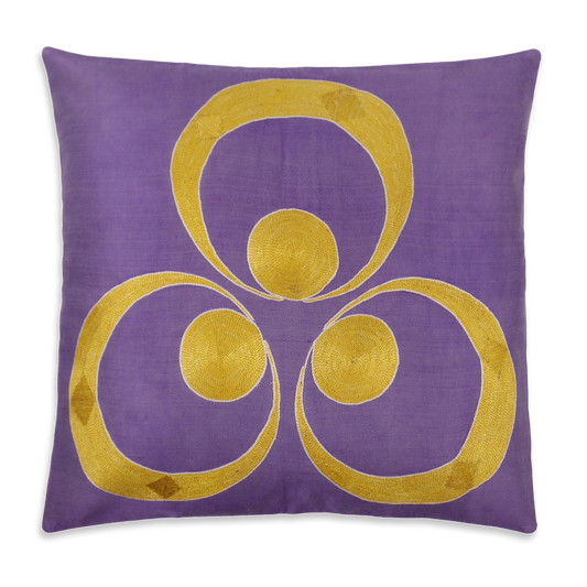 Silk Embroidered Suzani Purple Chintamani Cushion