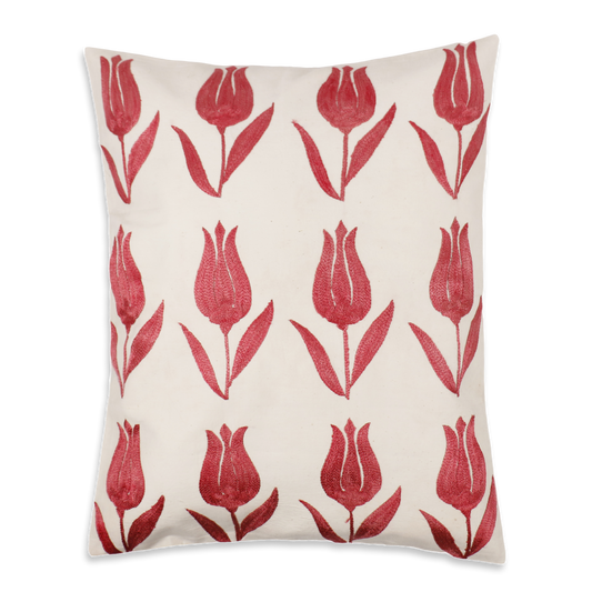 Silk Embroidered Suzani Pink Tulips