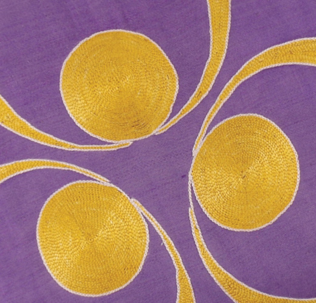 Silk Embroidered Suzani Purple Chintamani Cushion