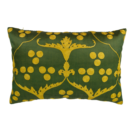 Silk Embroidered Suzani Green Cushion