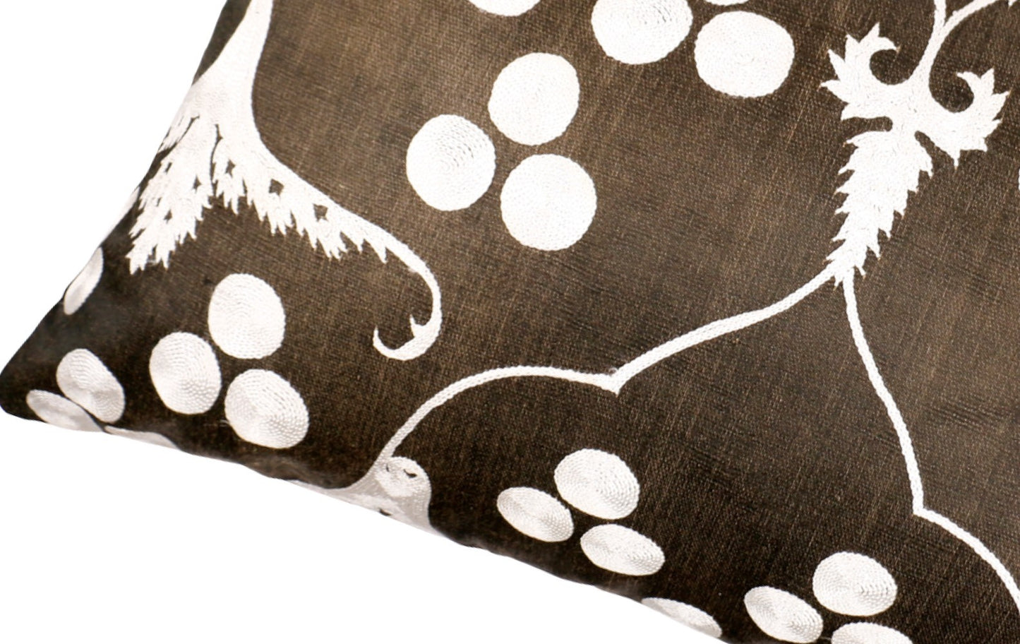 Silk Embroidered Suzani Black Chintamani Cushion
