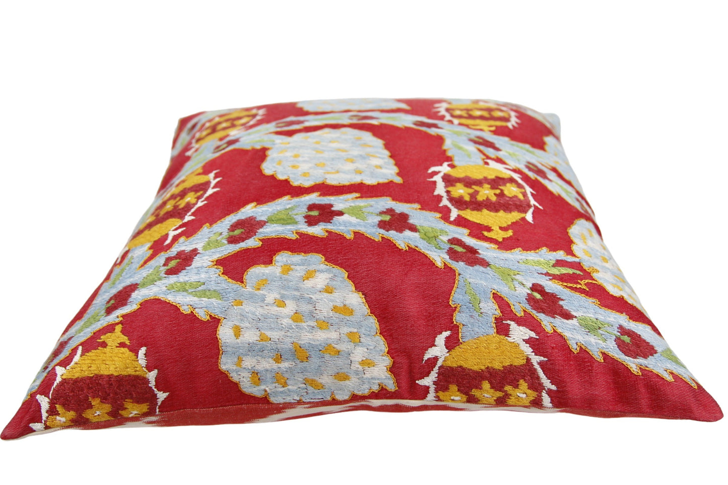 Silk Embroidered Suzani Ottoman Antique Pomegranates Cushion