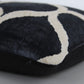 Silk Ikat Velvet Black and White Oriental Motif Cushion