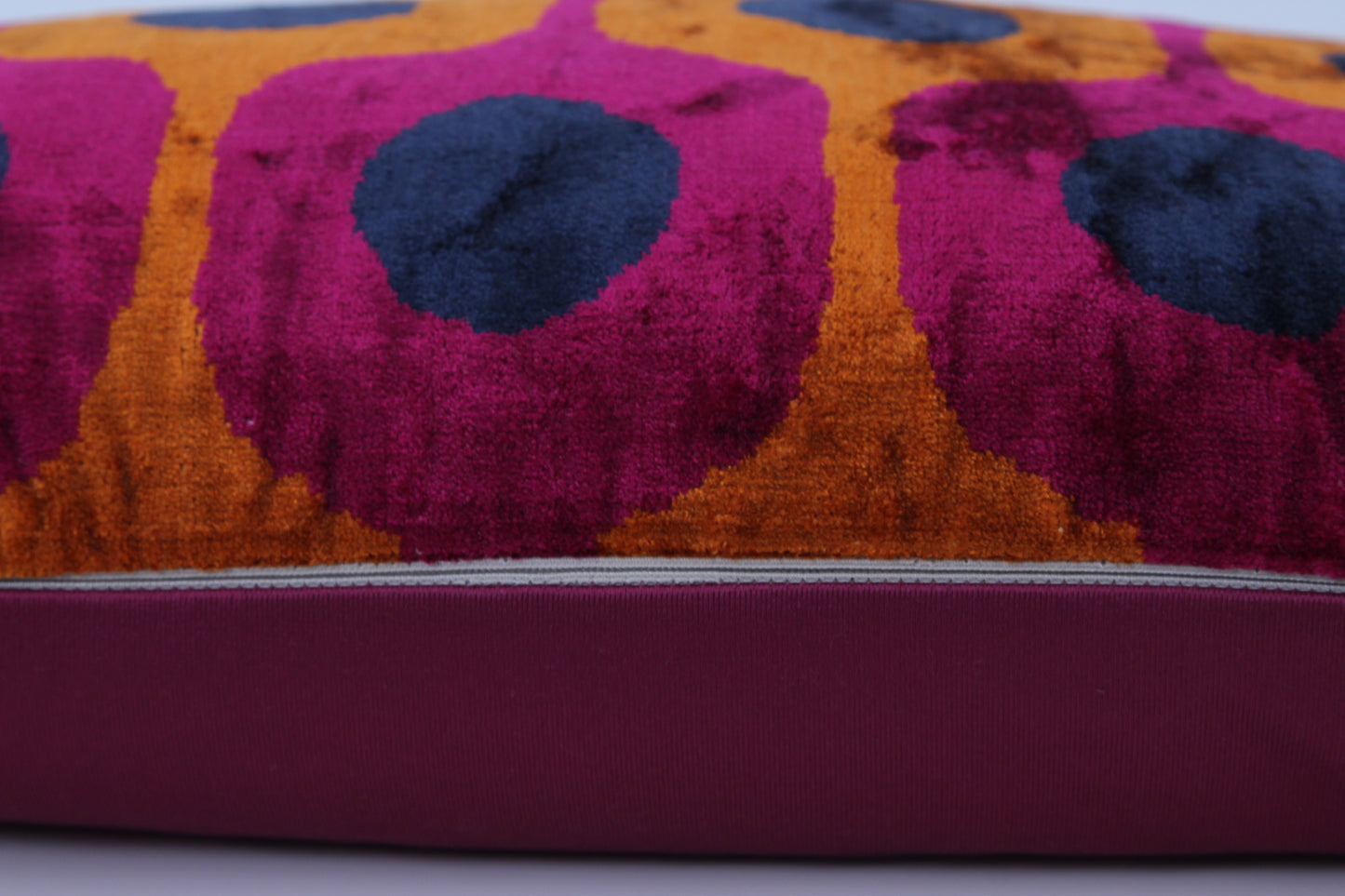 Silk Ikat Velvet Courts Dots Motif Cushion