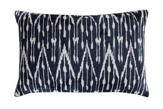 Silk Ikat Velvet Black Cushion