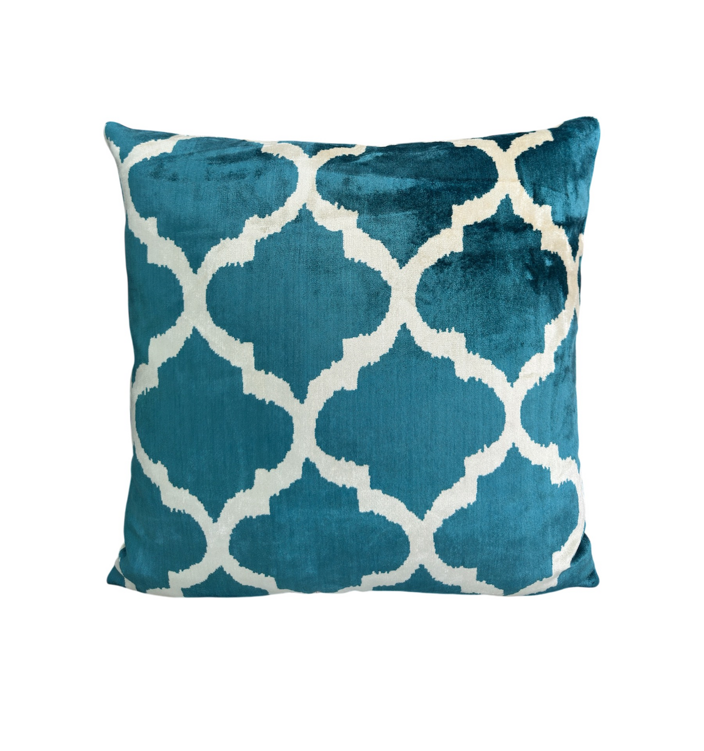 Handwoven Silk Blue and White Velvet Cushion