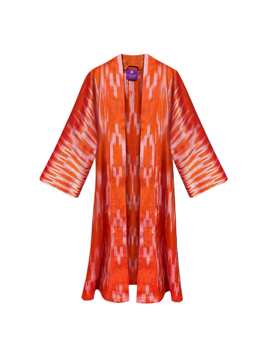 Ottoman Silk Ikat Orange Kaftan