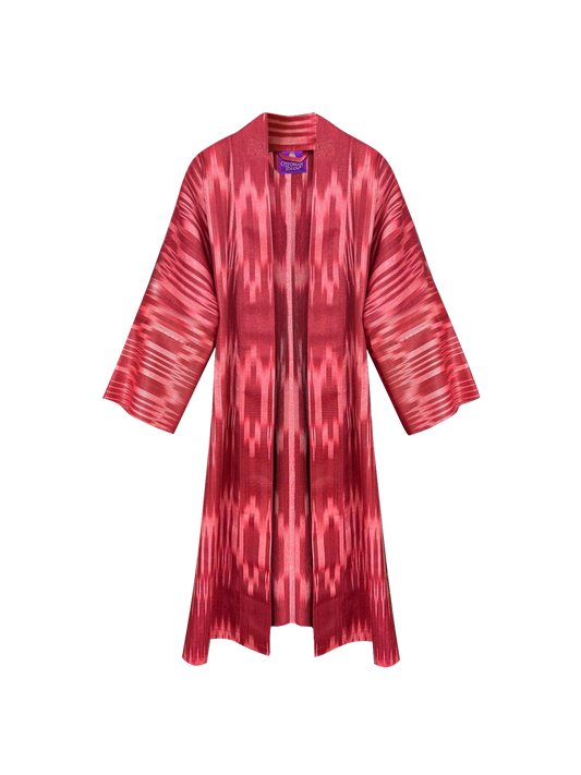 Ottoman Court Silk Ikat Burgundy Kaftan