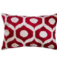 Silk Ikat Velvet Red and White Dots Cushion