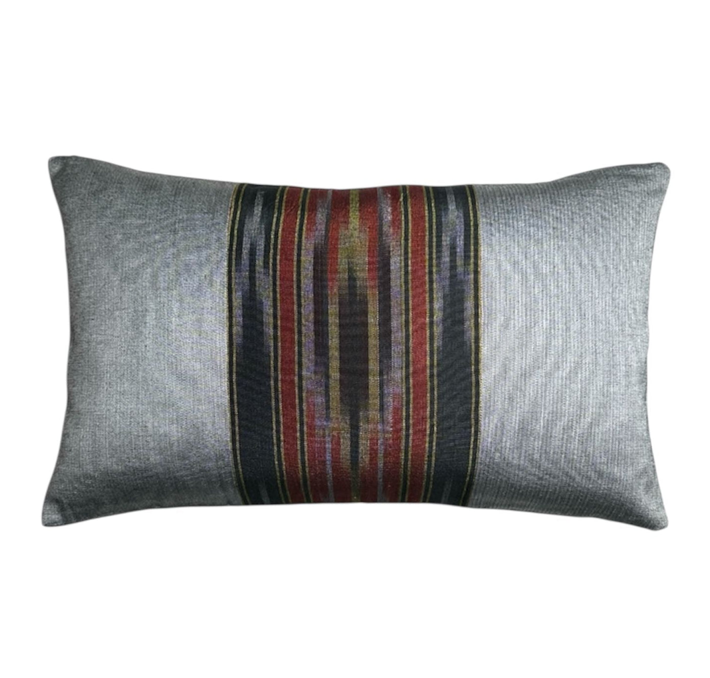 Ottoman Court Silk Ikat Pesthemal Motif Black and Grey Cushion