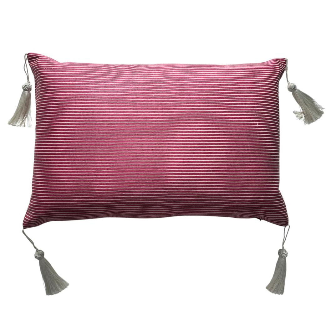 Ottoman Court Silk Pink and White Stripe Cushion