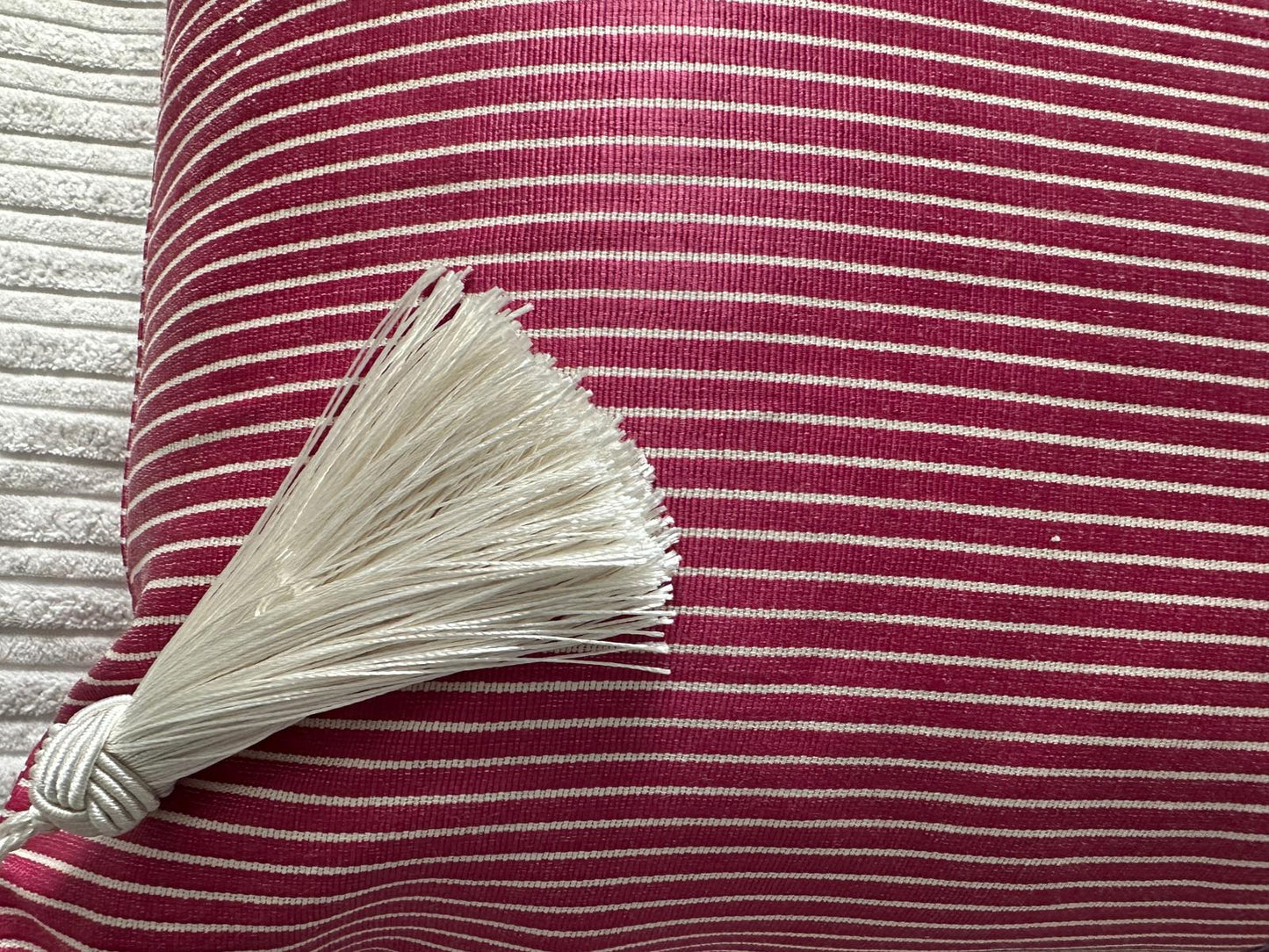 Ottoman Court Silk Pink and White Stripe Cushion