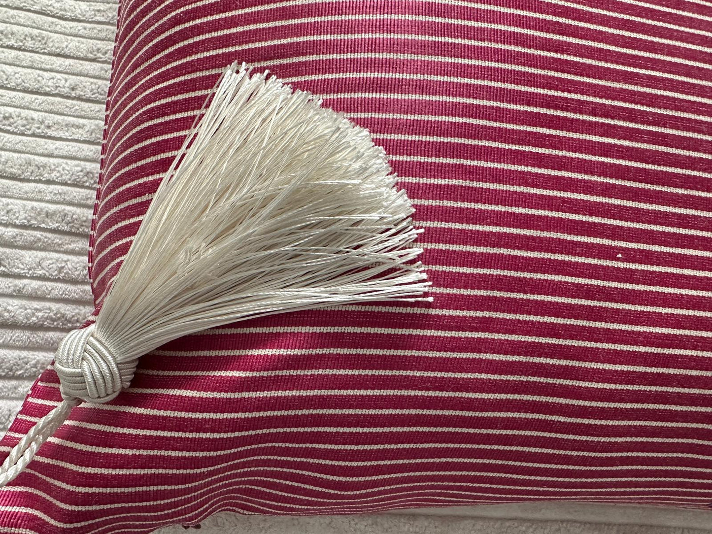 Ottoman Court Silk Pink and White Stripe Cushion