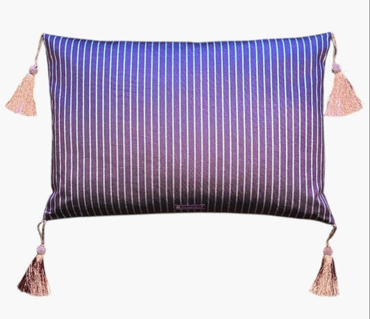 Ottoman Court Silk Purple and White Stripe Cushion