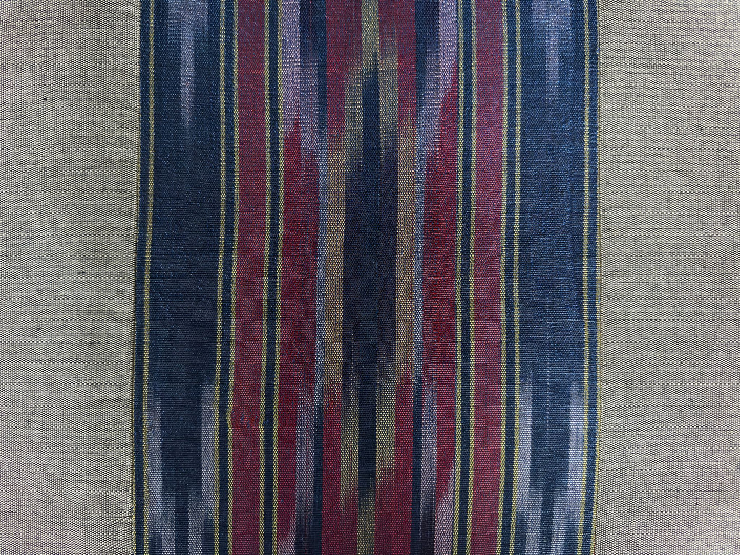 Ottoman Court Silk Ikat Pesthemal Motif Blue and Grey Cushion