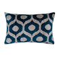 Silk Ikat Velvet Bosphorus  Blue Dots Motif Cushion