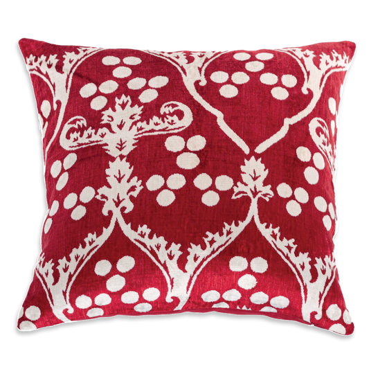 Silk Ikat Velvet Red Chintamani Cushion