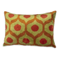 Silk Ikat Velvet Yellow and Orange Dots Cushion