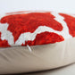 Silk Ikat Velvet White and Orange Oriental Motif Cushion