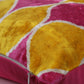 Silk Ikat Velvet Fuchsia and Yellow Cushion