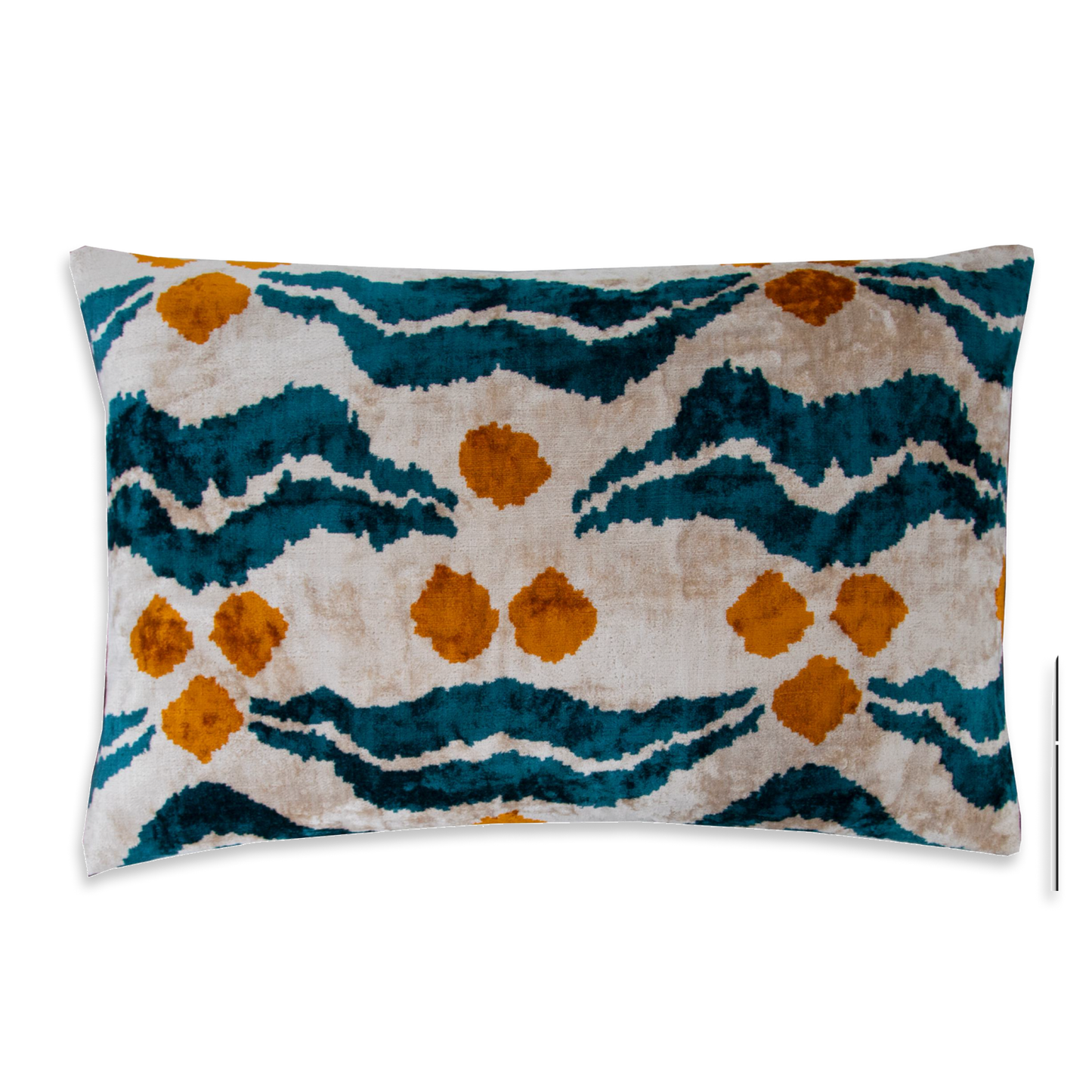 Silk Ikat Velvet Green and Orange Chintamani Cushion