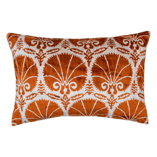 Silk Ikat Velvet Kalahari Brown Carnation Cushion